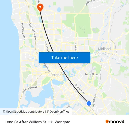 Lena St After William St to Wangara map