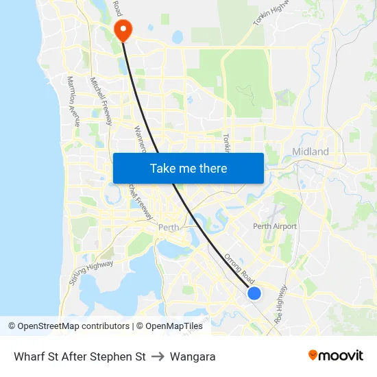Wharf St After Stephen St to Wangara map