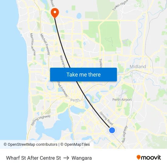 Wharf St After Centre St to Wangara map
