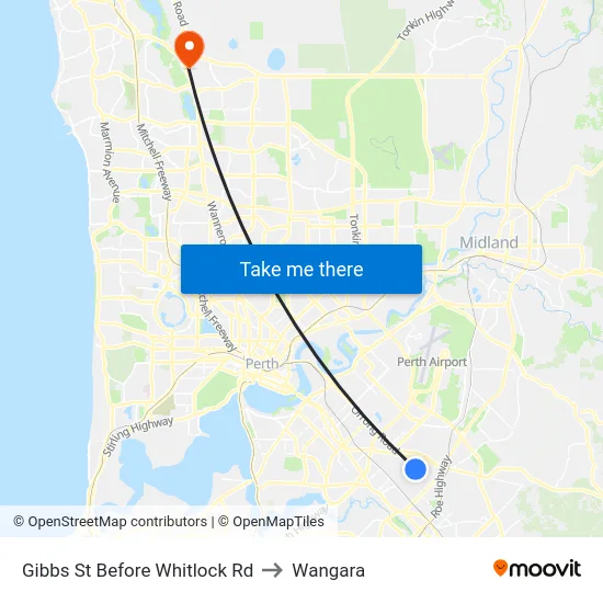Gibbs St Before Whitlock Rd to Wangara map