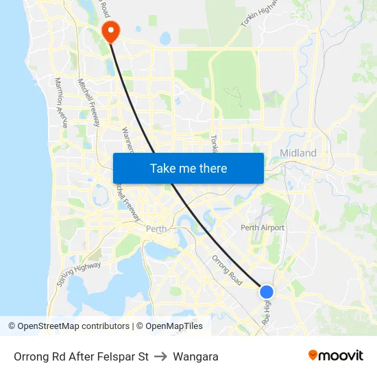 Orrong Rd After Felspar St to Wangara map