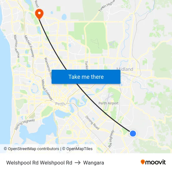 Welshpool Rd Welshpool Rd to Wangara map