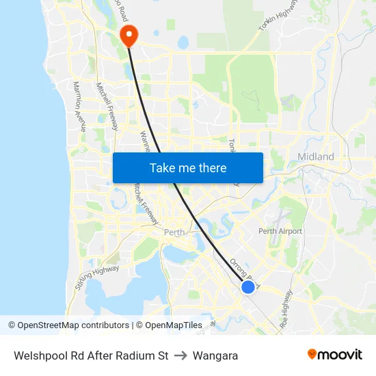 Welshpool Rd After Radium St to Wangara map