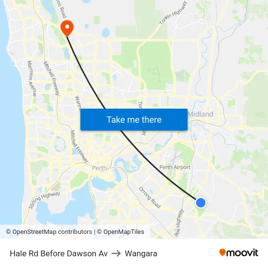Hale Rd Before Dawson Av to Wangara map