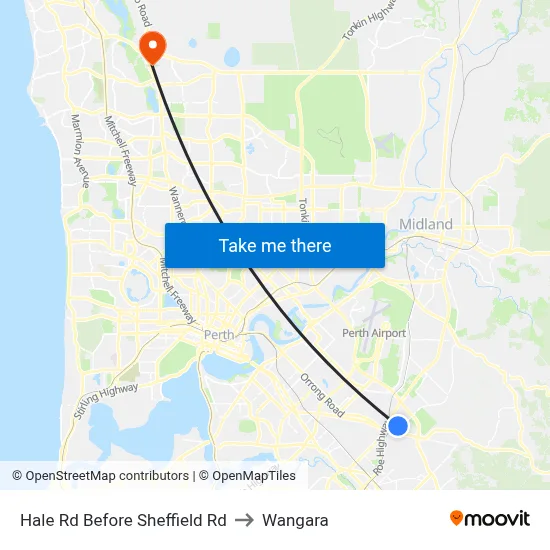 Hale Rd Before Sheffield Rd to Wangara map