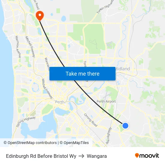 Edinburgh Rd Before Bristol Wy to Wangara map