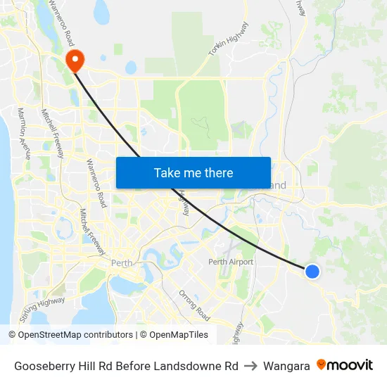 Gooseberry Hill Rd Before Landsdowne Rd to Wangara map