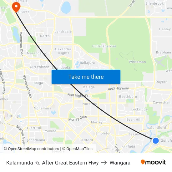 Kalamunda Rd After Great Eastern Hwy to Wangara map