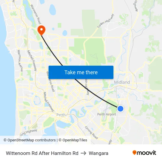 Wittenoom Rd After Hamilton Rd to Wangara map