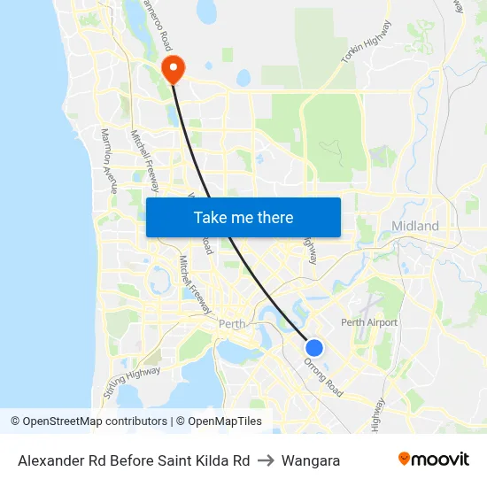 Alexander Rd Before Saint Kilda Rd to Wangara map