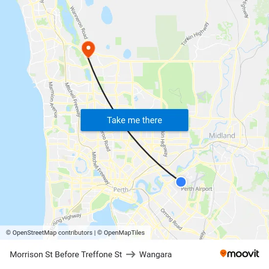 Morrison St Before Treffone St to Wangara map