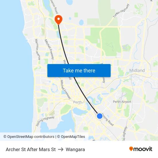 Archer St After Mars St to Wangara map