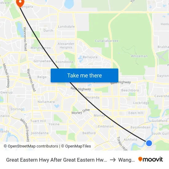 Great Eastern Hwy After Great Eastern Hwy Bypass to Wangara map