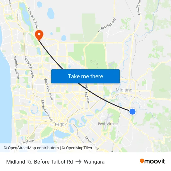 Midland Rd Before Talbot Rd to Wangara map