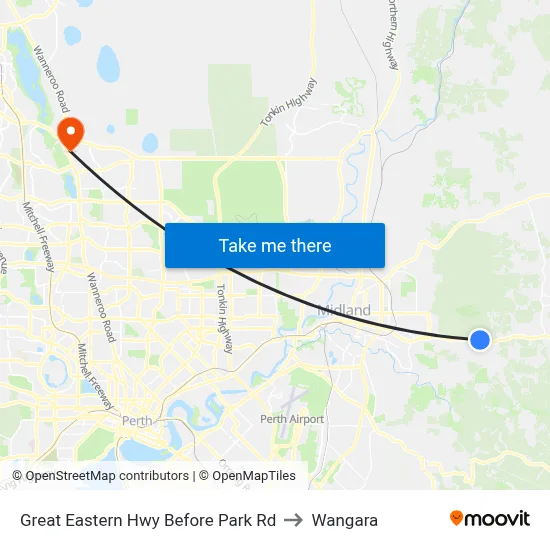 Great Eastern Hwy Before Park Rd to Wangara map