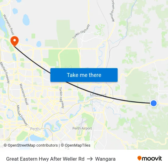 Great Eastern Hwy After Weller Rd to Wangara map