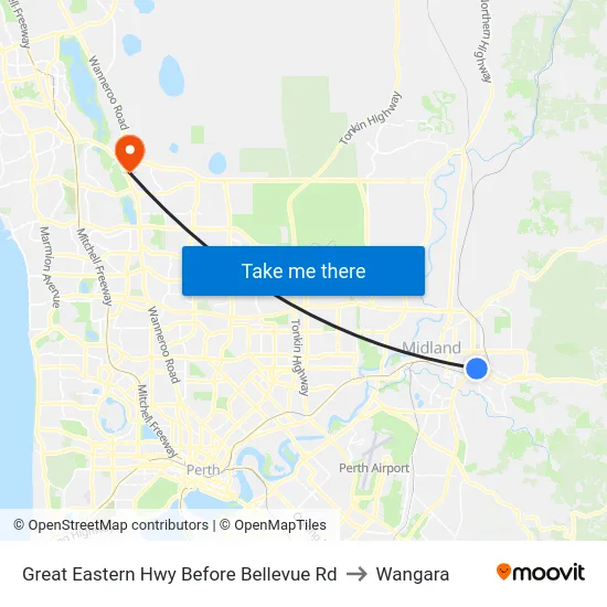 Great Eastern Hwy Before Bellevue Rd to Wangara map