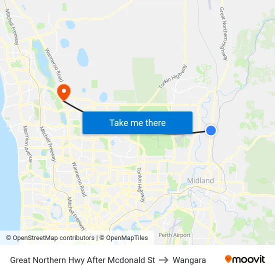 Great Northern Hwy After Mcdonald St to Wangara map