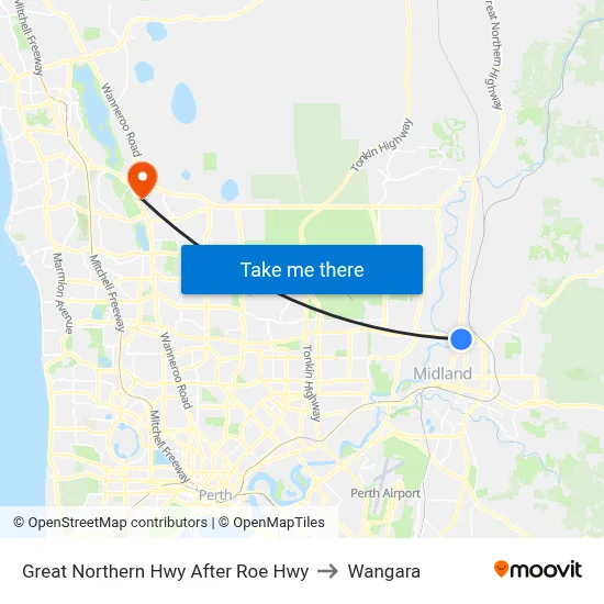 Great Northern Hwy After Roe Hwy to Wangara map