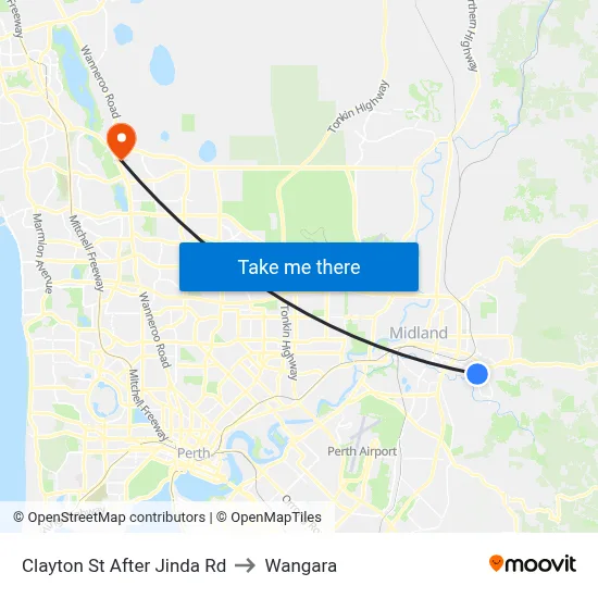 Clayton St After Jinda Rd to Wangara map