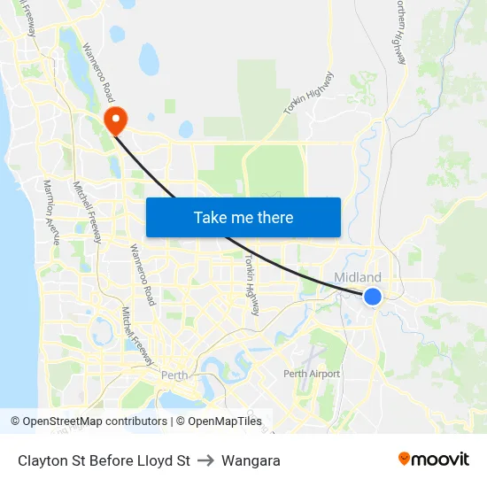 Clayton St Before Lloyd St to Wangara map