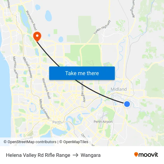 Helena Valley Rd Rifle Range to Wangara map