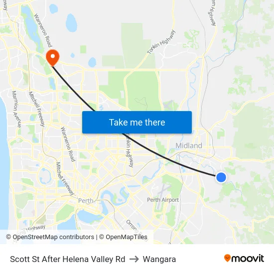 Scott St After Helena Valley Rd to Wangara map