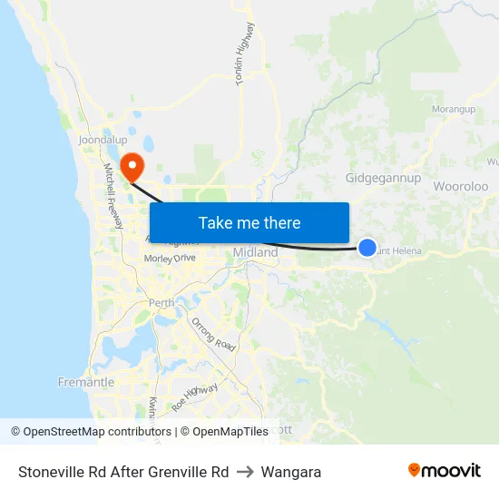 Stoneville Rd After Grenville Rd to Wangara map