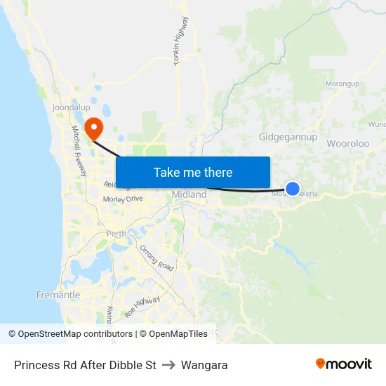Princess Rd After Dibble St to Wangara map