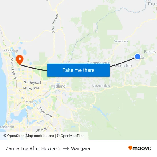 Zamia Tce After Hovea Cr to Wangara map