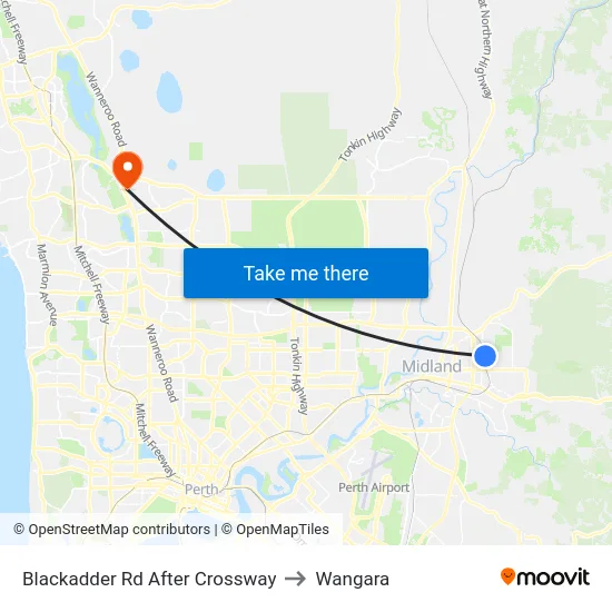 Blackadder Rd After Crossway to Wangara map
