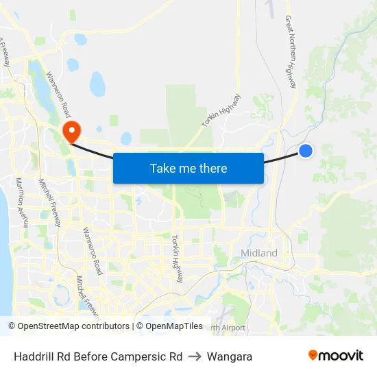 Haddrill Rd Before Campersic Rd to Wangara map