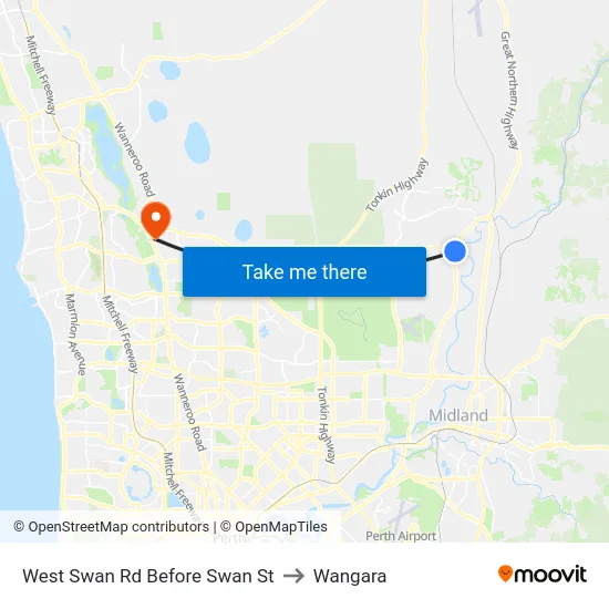 West Swan Rd Before Swan St to Wangara map