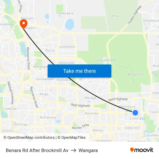 Benara Rd After Brockmill Av to Wangara map