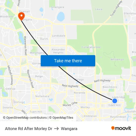 Altone Rd After Morley Dr to Wangara map