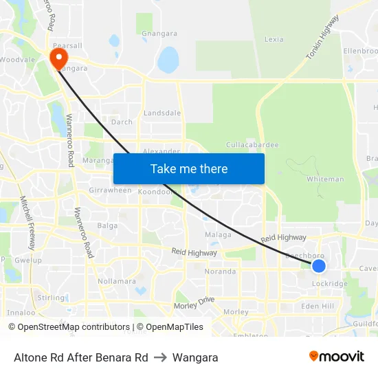 Altone Rd After Benara Rd to Wangara map