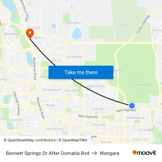 Bennett Springs Dr After Domatia Bvd to Wangara map