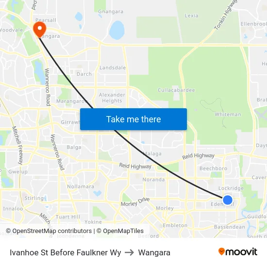 Ivanhoe St Before Faulkner Wy to Wangara map