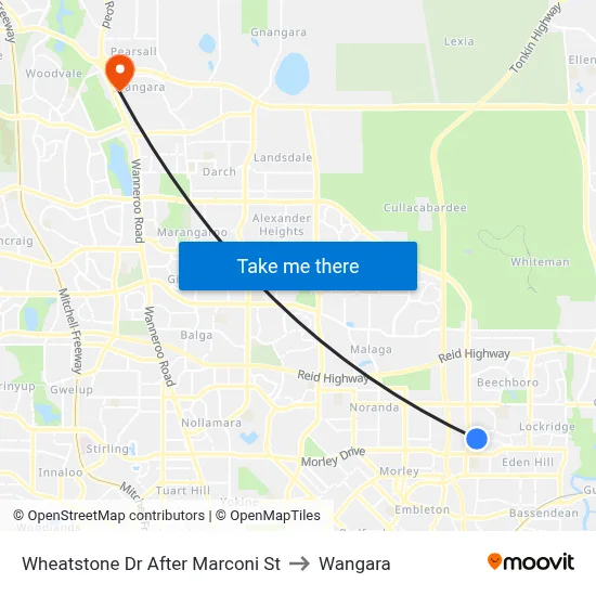 Wheatstone Dr After Marconi St to Wangara map