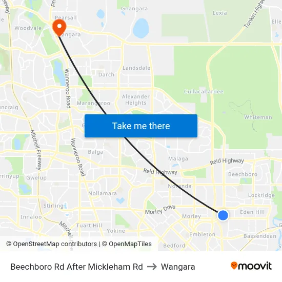 Beechboro Rd After Mickleham Rd to Wangara map