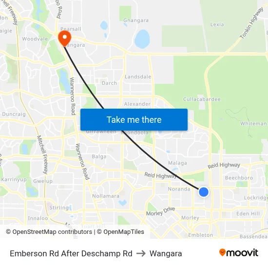 Emberson Rd After Deschamp Rd to Wangara map