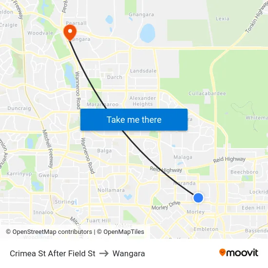 Crimea St After Field St to Wangara map