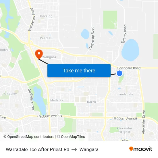 Warradale Tce After Priest Rd to Wangara map