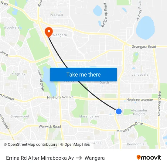 Errina Rd After Mirrabooka Av to Wangara map