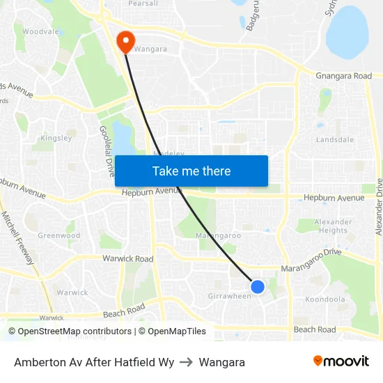 Amberton Av After Hatfield Wy to Wangara map