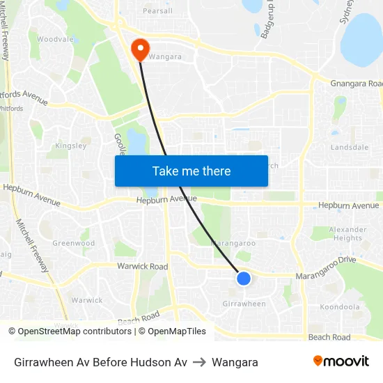 Girrawheen Av Before Hudson Av to Wangara map