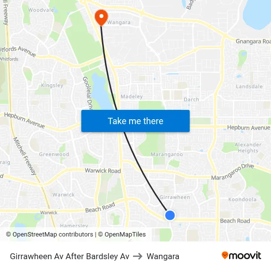 Girrawheen Av After Bardsley Av to Wangara map