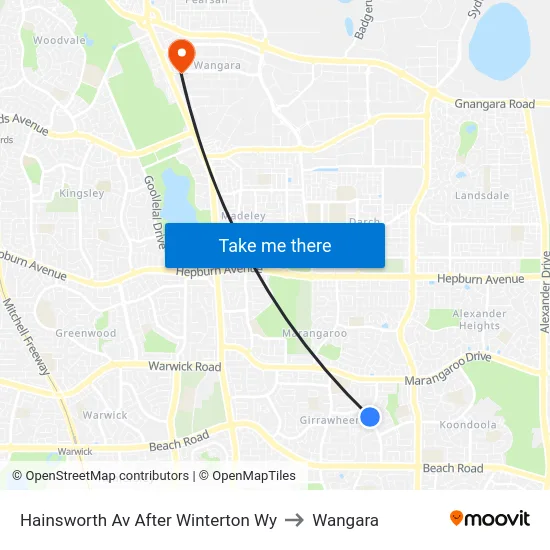 Hainsworth Av After Winterton Wy to Wangara map