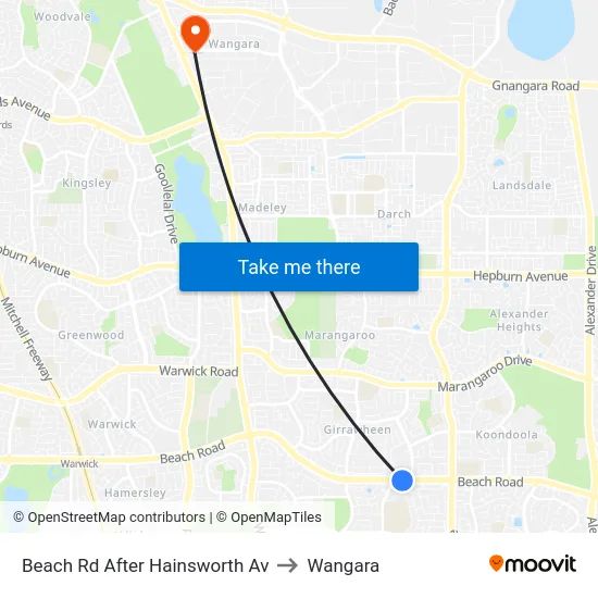 Beach Rd After Hainsworth Av to Wangara map