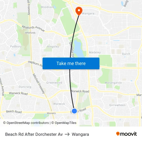 Beach Rd After Dorchester Av to Wangara map